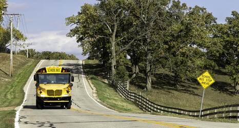 school bus on a country road