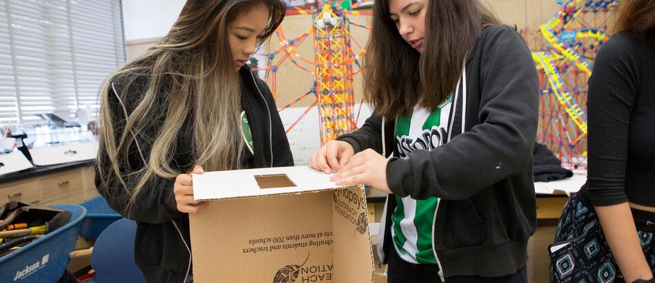 two students working on a project